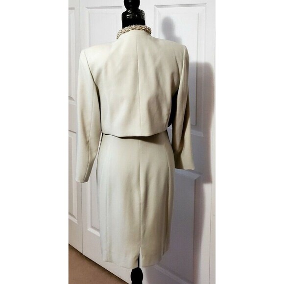 VTG Junnie Leigh Green Formal Cocktail Dress/Bolero Jacket Set Beads Sequins 6 - Picture 3 of 9